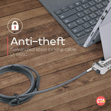 Tablet Kickstand Lock – CTA Kickstand Security Grip Cable for Surface Pro and Other Laptop/Tablet Hybrids – with Programmable Combination Lock Head and Reinforced Aluminum Slots (LT-KSGC)