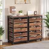 Tribesigns 5-Drawer File Cabinet Set of 2, Wood Mobile Storage Drawer