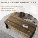 SAINTCY 63 Inch L-Shaped Executive Desk, Industrial Modern Wood Office Desk with 3 Drawers
