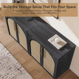 MorganBrig Storage Cabinet with Rattan Doors, 63'' W Arched Buffet Cabinet