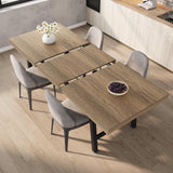 GarveeHome 63-83" Extendable Dining Table, Industrial Rectangular Dining Room Table for 6-8 People
