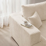 Modular Sectional Sofa Bed with Chaise, 115" Memory Foam Cloud Couch, Beige