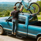 OEDRO Running Boards Compatible with 2019-2026 Chevy Silverado/GMC Sierra 1500 Double/Extended Cab, 2020-2026 2500HD 3500HD, Two Stairs Square Side Steps Rails, Black Steel Nerf Bars