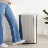 Basics Smudge Resistant Rectangular Trash Can with Soft-Close Lid, Foot Pedal