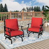 MIXPATIO, 2 Pack, Metal, Patio Rocking Chairs, 5.75" Cushions, Red