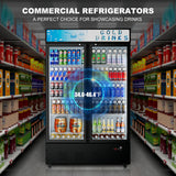 Ferueo Commercial Beverage Refrigerator, 40 Cu.ft.Display Fridge Glass Door Upright Display Door with Adjustable