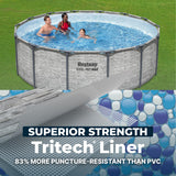 Bestway Steel Pro MAX 14' x 48" Above Ground Pool, Round Metal Frame Outdoor Swimming Pool Set with Filter Pump, Ladder, and Cover, Gray Stone Print