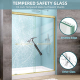 GETPRO Shower Door Double Sliding 56-60 in. W x 72 in. H Semi-Frameless Bypasss Bathroom Glass Shower Sliding Doors,1/4 inch Clear Tempered Glass Door for Walk-in Shower Brushed Gold
