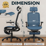 Ergonomic Office Chair with Footrest – High Back Executive Mesh Desk Chair for Corporate & Home, 135° Recline Task Computer Chair with Flip-Up Arms, Wide Seat, Class-4 Cylinder, 300 LBS - GY01BL-FT