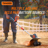Cordless Tiller for Gardening 360 RPM Rototiller TH4000 Cultivator TaskStar Electric Garden Tiller Battery Powered Total 4000mAh
