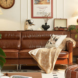 NessCarsti 86" Mid-Century 3-Seater PU Leather Sofa with High-Density Foam
