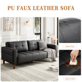 GarveeHome 3-Seater Sofa Couch, 83" Wide Faux Leather Couch with Deep Seats
