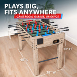 GoSports 48 Inch Game Room Size Foosball Table - Includes 4 Balls and 2 Cup Holders – Black, Oak, or White