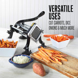 Weston Professional French Fry Cutter for Potatoes and Vegetable Dicer, 3/8” Stainless Steel Cutting Blade, Suction Cup and Wall-Mount Feet, Restaurant-Quality, Black (36-3550-W)