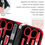 3 Swords Germany - brand quality 8 piece manicure pedicure grooming kit set for professional finger & toe nail care scissors file clipper fashion leather case in gift box, Made by 3 Swords (09218)