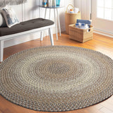 Super Area Rugs Braided Rug Round 8ft Farmhouse Kitchen Rug - Ridgewood Braided Carpet for Living Room - Reversible - Indoor/Outdoor - Made in USA - Taupetone/Beige, 8' Round