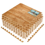 Sorbus 80 Sq. Ft. Wood Grain Floor Tiles Foam Mat EVA Interlocking Mats Tile 3/8-Inch Thick Flooring Wood Puzzle Exercise Mats w/Borders - Home Playroom Basement, Apartment, Trade Show, Baby, Dance