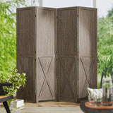 4 Panel Folding Room Divider, Solid Wood Privacy Screen, Freestanding Partition Wal
