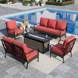 Sophia & William Metal Patio Furniture Set with Fire Pit Table, 7 Seats