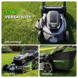 NovorikX 60V 5Ah Self-Propelled Electric Cordless Lawn Mower with 5.0Ah Battery 21-Inch, Brushless Mower for Large Yards, LED Headlight, Rapid Charger 3-in-1 Versatility Obsidian Series