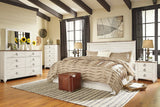 Signature Design by Ashley Willowton Vintage Smooth-Gliding 6-Drawer Dresser and Mirror with Safety Stop, Whitewash