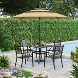 PHI VILLA Patio Dining Set, 4 Stackable Chairs &Square Metal Table