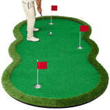 Golf Putting Green, 5x10ft Thickening Golf Putting Mat Professional Practice Training Mat with 3 Cups, 3 Flags and Realistic Turf, for Indoor Outdoor Home Backyard, Ideal Gift for Men Golfers Dad