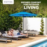 Midtown Umbrellas Push & Pop 10 Ft Patio Umbrellas with Push & Pop Mechanism, 8 Fiberglass Ribs & Terylast Polyester Fabric – For Deck, Pool, Cafés and Hotels – Seawater Canopy, Black Pole