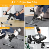 Pedal Exerciser Desk Exercise Bike Leg and Arm Exercise Bike with LCD Monitor Foldable and Porable (Black/Grey) MOMODA