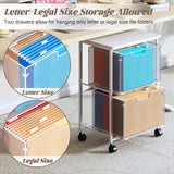 Sbanmao Letter/Legal Rolling File Cabinet, Rolling File Cart with 2 Drawers Filing Cabinet for Home Office, Hanging File Folders Organize, White