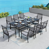 SUNSHINE VALLEY Patio Dining Set for 8, 83" Rectangle Metal Table, 8 Chairs