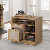 Perledesign 2 Drawer File Cabinet with Lock, Natural Oak