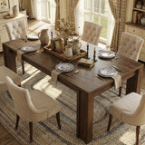 Garvee 71" Farmhouse Dining Table for 4-6, Kitchen Table w/Thick Tabletop, Wood Strip Base, Wider Legs, Large Rectangular Dining Room Table for Kitchen, Apartment & Family Gatherings, Walnut