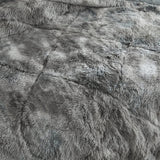 Wajade Faux Fur Plush White Comforter Set Fluffy Fuzzy Shaggy Bedding Set - 3PC Full/Queen Microfiber Soft Warm Quilt Set (Tie Dye Grey White, Full)