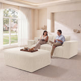 Modular Sectional Sofa with Ottoman, 79" L-Shaped Cloud Couch, Beige