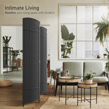 4 Panel Room Divider 6 ft. Tall - Privacy Screen, Extra Wide Double Hinged Panels, Mesh Hand-Woven Design