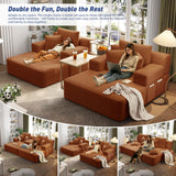 RENDGO 97 Inch Double Chaise Lounge Chair Indoor, Orange