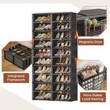 Vipbox Shoe Rack Organizer Cabinet for Closet Entryway,Clear Shoe Storage Boxes Stackable Sneaker Storage with Door Easy Assembly Black Shoe Cabinet with Lids Large 10 Tiers 40 Pairs