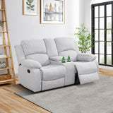 MOOLSUN Living Room Furniture Set Corduroy Recliner Compartments and Cup Holders Reclining for Home Theater/Office（A-Grey White Microfiber,Loveseat）
