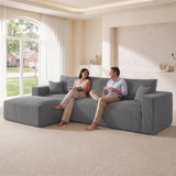 115" Modular Cloud Boneless Couch, L-Shaped Sectional Sofa with Ottoman