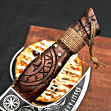 MR. CRAFT Pizza Cutter Axe Rocker Carbon Steel Slicer Chef Pizza Cutter Viking Axe with Leather Cover - Premium Pizza Oven Accessories Ulu Rocking Pizza Gift Gifts for Men (Royal Skull)