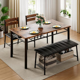 Dining Table Set for 4, Kitchen Table with Upholstered Bench and 2 Chairs, Kitchen Table and Chairs Set for Small Space