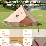 Canvas Bell Tent, Glamping Tent with Stove Jack, PVC Base, Mesh Window, 4 Season Use, Yurt Hot Tents for Camping, Family, Party,