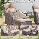 Luxury 5 Piece Patio Furniture Set-All Weather Outdoor Swivel Rocker Chairs