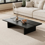 FHKJ 47.2" Modern Coffee Table for Living Room, Black Coffee Table Wood Living Room Table Rectangular Center Table Tea Table for Home Office