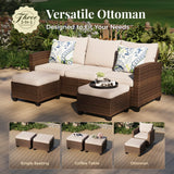 MIXPATIO Patio Furniture Set, 6 Pcs Wicker Outdoor Conversation Set, 2 x Leg Chairs, 1 x 3 Seater Sofa, 1 x 2-Seat Lover Sofa and 2 x Ottomans with 4" Thick Cushion for Garden Backyard Deck, Beige