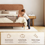 RENDGO King Size Bed Frame with 3- Level Height Adjustable Headboard - Plush Upholstered Platform Bed, No Box Spring Needed, Noise Free, Brown Finish for Master Bedroom and Guest Room