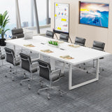 Tribesigns 8FT Conference Table, 94.49 L x 47.24 W x 29.53 H Inches Large Meeting Podcast Table for 10 People, Business Style Wooden Training Table with Strong Metal Frame for Office Conference