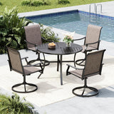 MFSTUDIO 5 Piece Outdoor Dining Set, Round Patio Table & Swivel Chairs