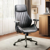 HOOOWOOO Faux Suede Leather Home Office Desk Chair,MCM Modern Ergonomic Task Work Chair,Computer Gaming Chair with Cushion Seat Lumbar Support Reclining High Back for Long Hours(Charcoal Grey)